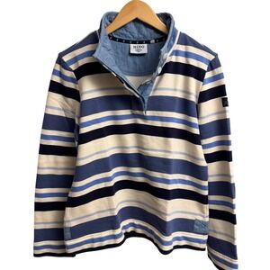 Hiho Women's Striped Long Sleeve Top - Blue and White